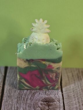 Pineapple Kiwi  Organic Cold Process Swirl Soap With Frosting. Handmade